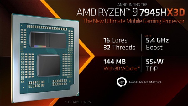 AMD发布首款X3D笔记本CPU R9 7945HX3D