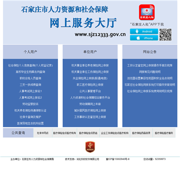 石家庄市人力资源和社会保障网上服务大厅网站图片展示